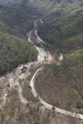양주시 교현리 상공에서 본 우이령길(항공사진)