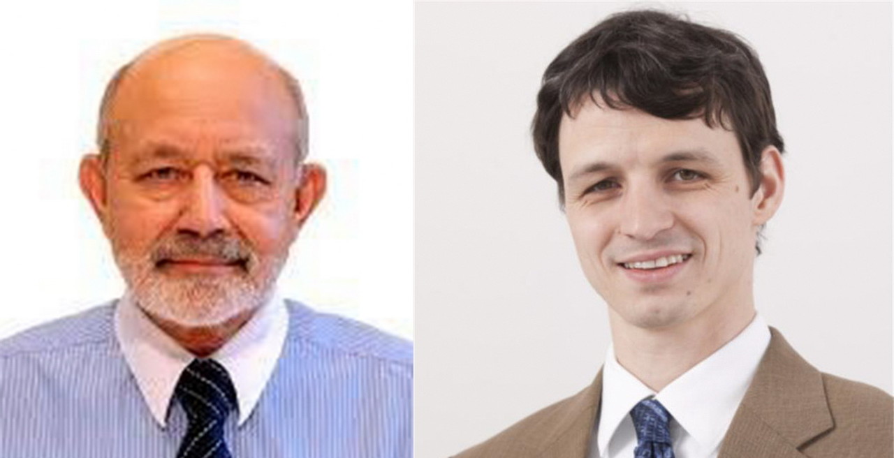 부산시 파워반도체 국제자문위원 자얀트 발리가 교수(왼쪽)와 토비아스 에를바허 박사 (사진제공=부산시)