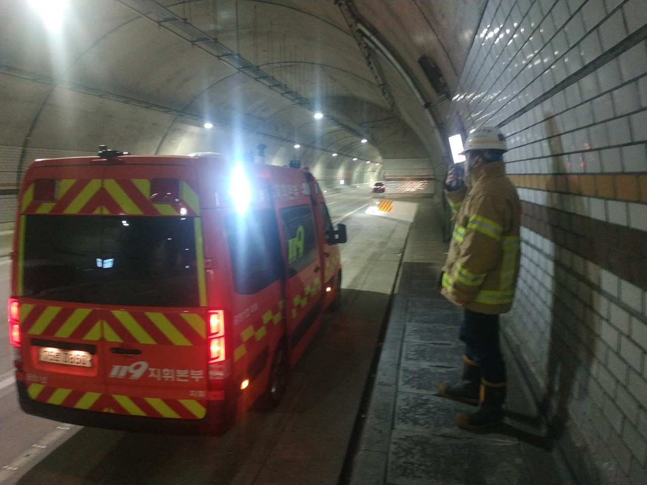 혁신시제품 무선통신보조설비 설치 테스트 점검 / 사진제공=금정소방서