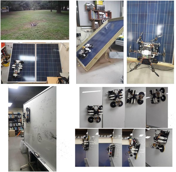태양광 모듈 세척진단용 로봇 테스트 과정 /자료제공=황 교수 연구팀