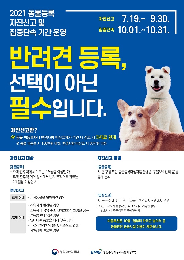 구미시 동물등록 자진신고기간 운영 홍보 포스터 /사진제공=구미시