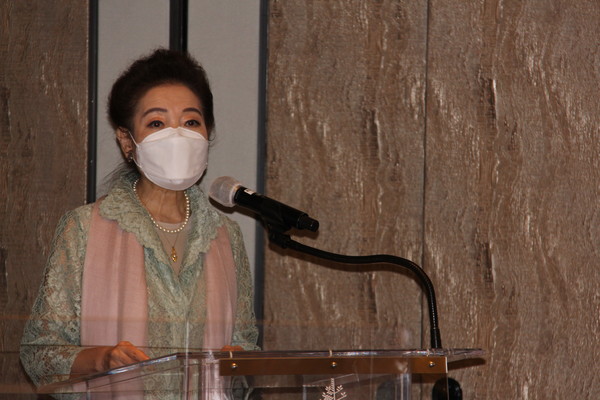 유영숙 한국바이오연료포럼 회장이 8일 오전 열린 '기후위기시대와 바이오연료' 주제 심포지엄에서 환영사하고 있다. /사진=최용구 기자 