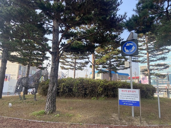 여주시 가로수 등 도로변 수목에 현수막 게시 금지 홍보 안내표지판 