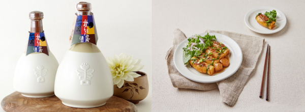 전통주 감흥로(오른쪽)과 가래떡 쇠고기 찜 /사진제공=농촌진흥청 