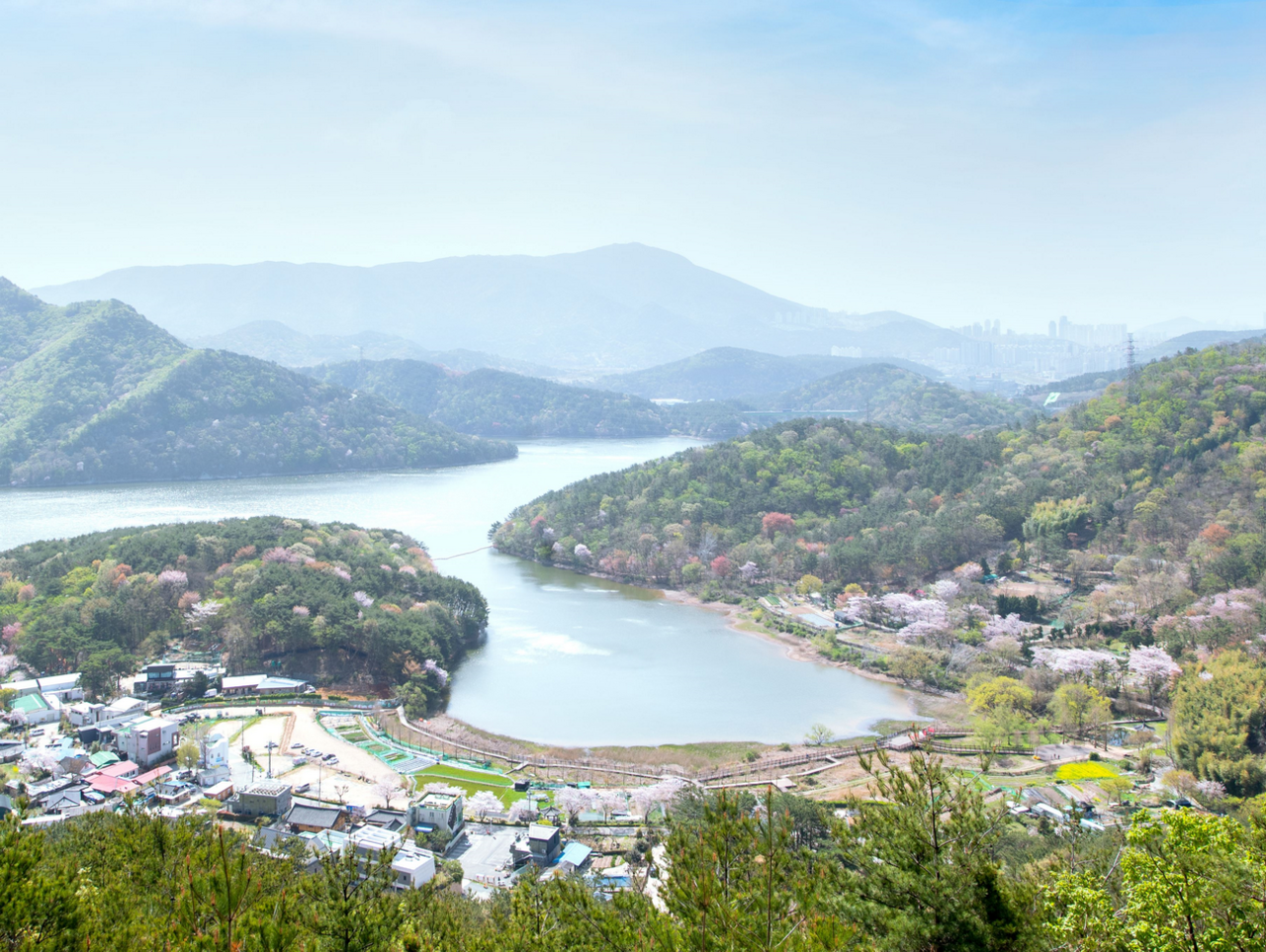 부엉산 전망대에서 본 회동호 전경 /사진제공=부산금정구청