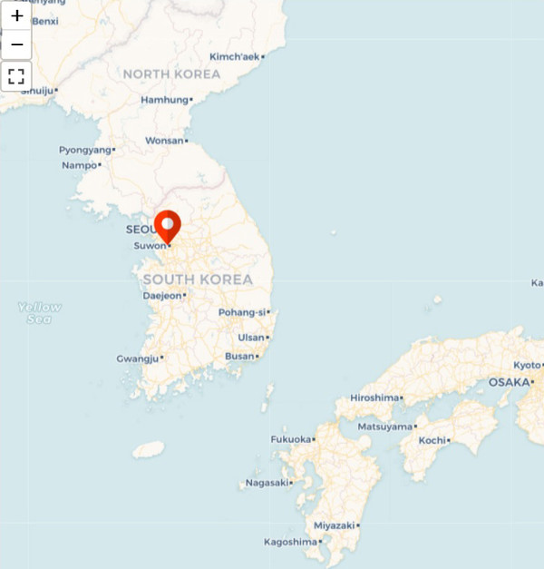 또 다른 주한 외국대사관의 지도에는 독도와 동해 표시가 실종됐다. /자료제공=서경덕 교수팀