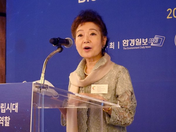 Yoo Young Sook, chairman of the Korea Biofuel Forum, delivers a congratulatory speech. / Photo = Reporter Kim In Sung
