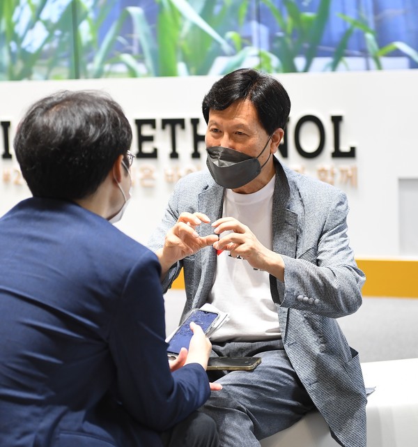 현장 부스에서 만난 김학수 대표는 "바이오연료에 대해 일반 소비자인 국민들과의 공감대를 형성하는 노력을 지속할 것"이라고 말했다. /사진제공=미국곡물협회 한국사무소