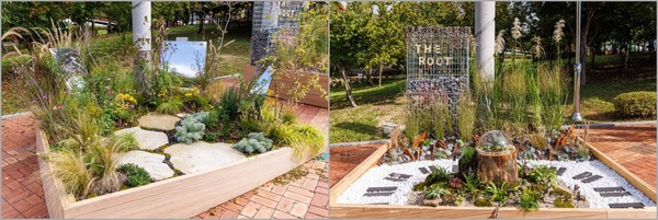 ‘반짝정원’ 부문 최우수상 ‘틈: 회복의 시간’ 윤희진·손영호·임용재·이연주(좌) , 우수상 ‘THE ROOT ; 생명의 근원’ 김현우·서연주·손윤지·오희수 /사진제공=경기도