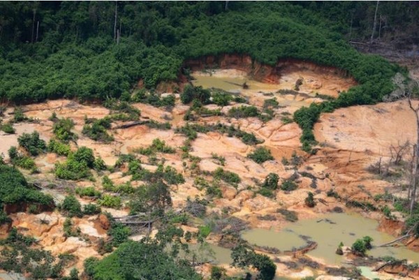 불법 광산 개발업자들이 파헤쳐 놓은 아마존 열대우림 /사진제공=그린피스