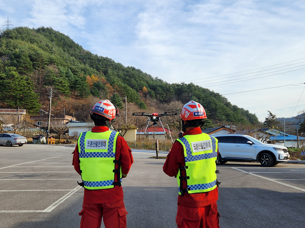 드론을 활용한 산불예방 계도방송 실시