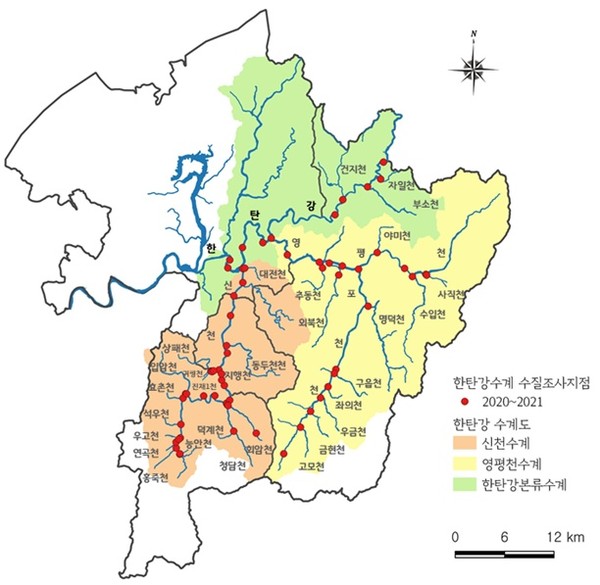 한탄강수계 수질조사지점 /자료제공=경기도보건환경연구원