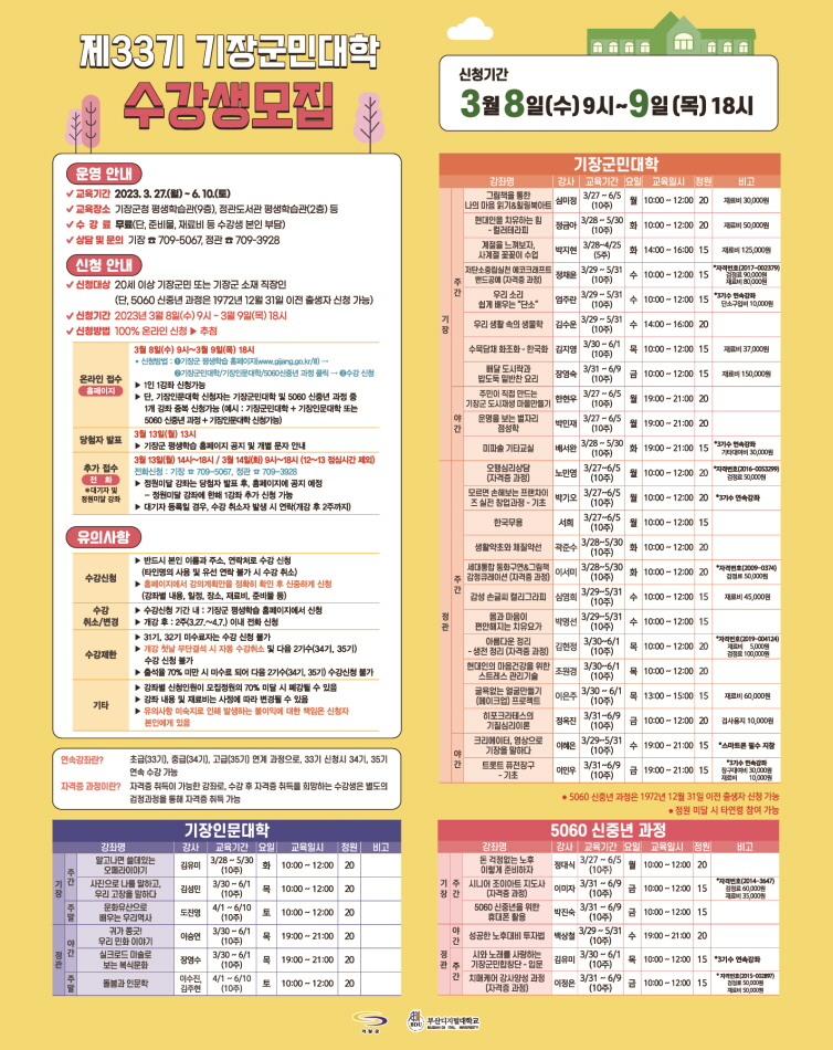 기장군민대학 홍보 포스터 /자료제공=기장군