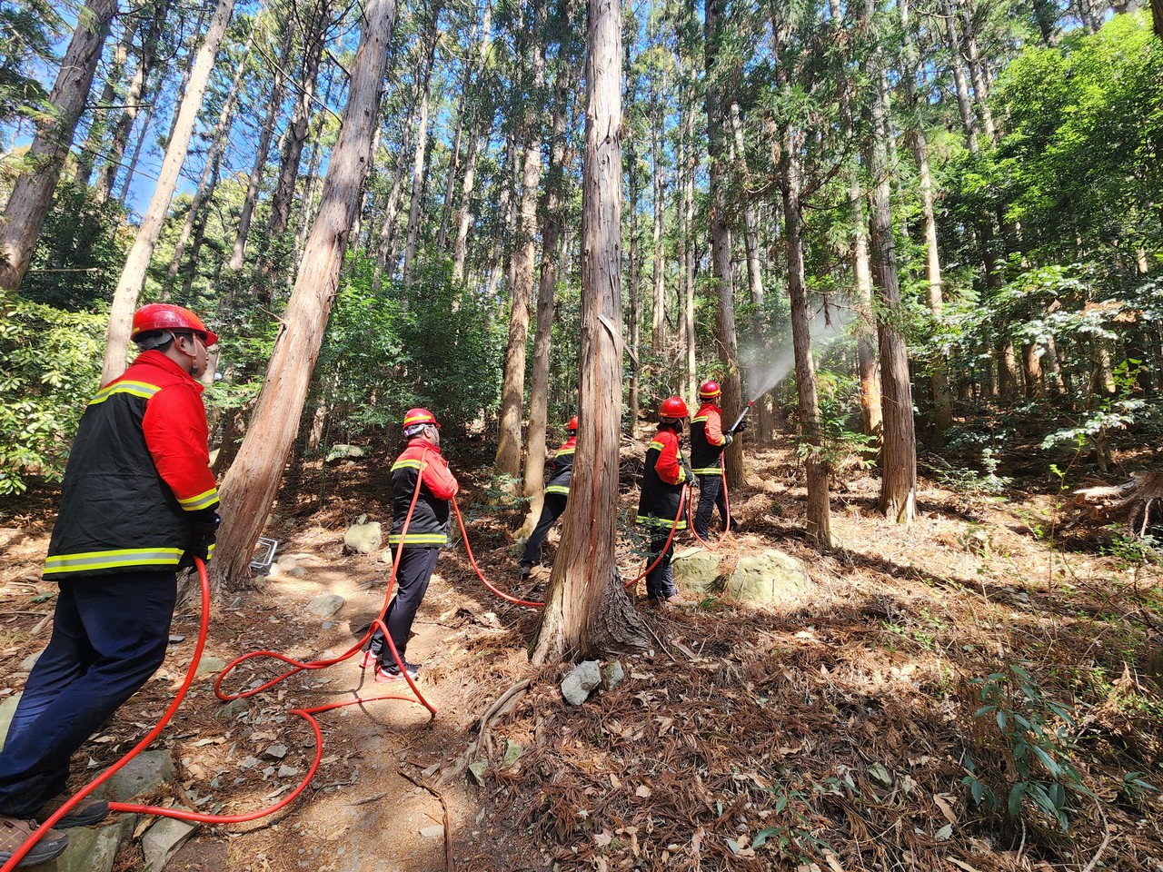 산불기계화진화대 진화훈련 현장 전경 /사진제공=부산시설공단
