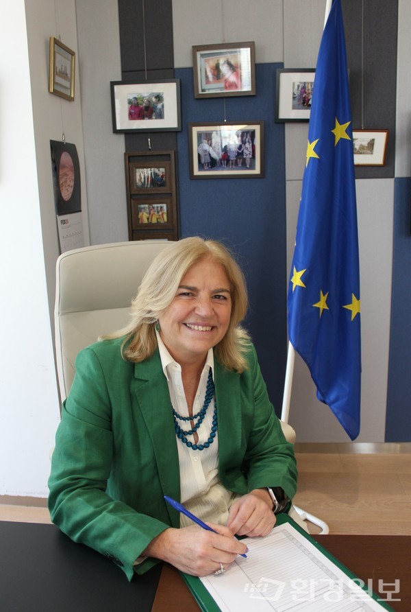 2020년 9월 부임한 마리아 대사는 한반도 전문 외교관으로 2005년부터 2008년까지 유럽연합 주한 대표부 차석으로 근무했다. /사진=박선영 기자 