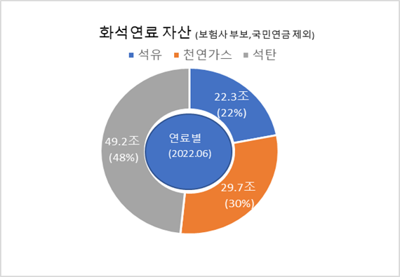 화석연료별 금융자산 규모 및 비중 /자료제공=한국사회책임투자포럼