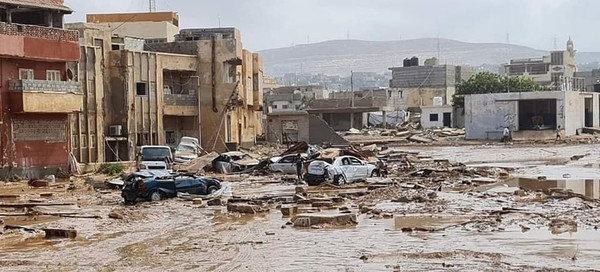 지난 8일 리비아에 태풍 대니얼이 상륙해 댐을 파괴하며 재앙적인 홍수피해가 발생했다. /사진제공=WHO