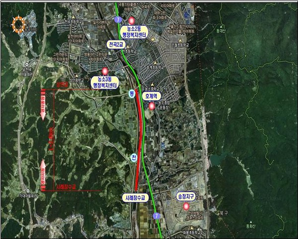 동천 지방하천 위치도 /사진제공=울산시