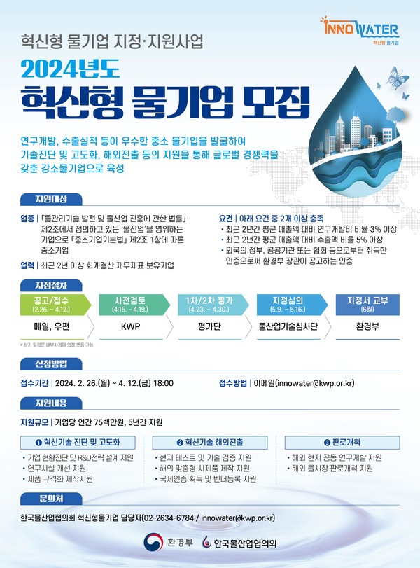 2024년 혁신형 물기업 모집 포스터 /자료제공=환경부
