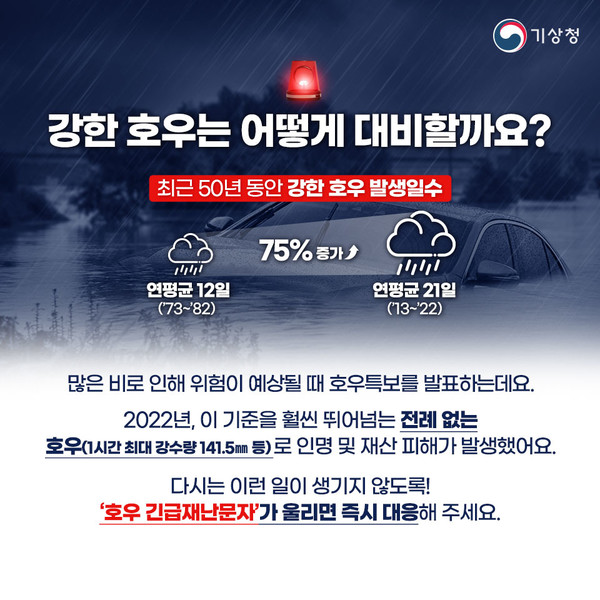 호우긴급재난문자 안내 /자료제공=기상청