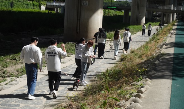 동아제약 임직원들이 유기동물 보호 봉사활동에 나섰다. /사진제공=동아제약