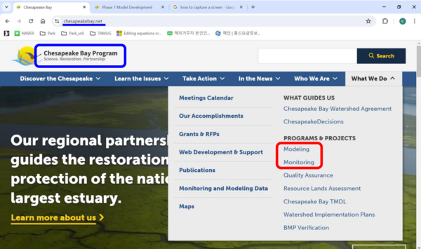 체서피크만에서 수집된 데이터와 모델링은 온라인 홈페이지를 통해 누구나 확인할 수 있다.