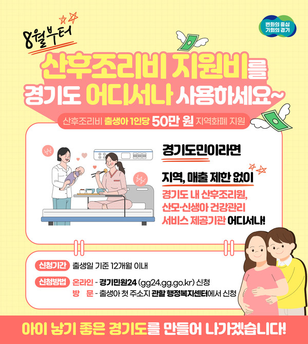 경기도, 산후조리비 지원비 경기도 어디서나 사용 가능 /자료제공=경기도
