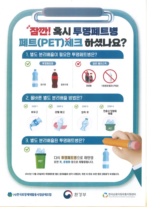 투명페트병 별도 분리배출 /자료제공=환경부