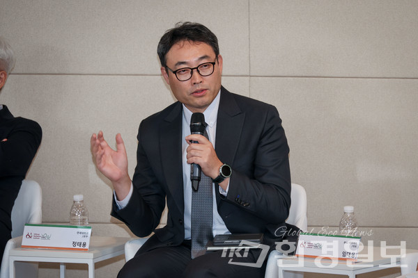 임대웅 대표는 TCFD가 탄소 배출 감소에 크게 이바지하고 있으며 TNFD도 기업의 자연 자본 의존도를 평가하는 데 핵심적 역할을 할 수 있다고 평가했다. /사진=이다빈 기자