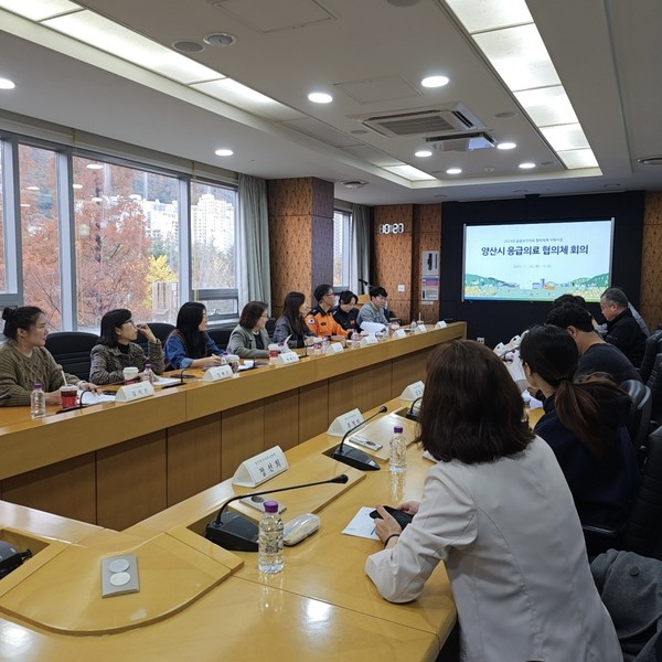 시는 11월25일 관계자 18명이 참여한 가운데 2024 하반기 응급의료협의체 회의를 개최했다. /사진제공=양산시