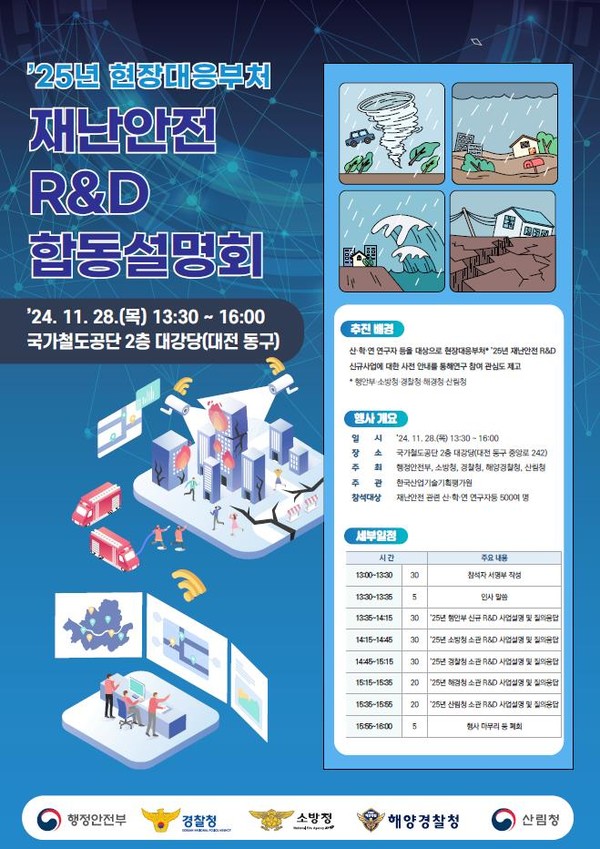행정안전부는 2025 재난안전 연구개발 신규사업 현황과 투자 규모를 설명하는 합동설명회를 11월27일 개최했다. /자료제공=행정안전부