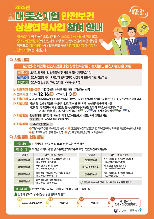 대‧중소기업 안전보건 상생협력사업 접수 /자료=고용노동부