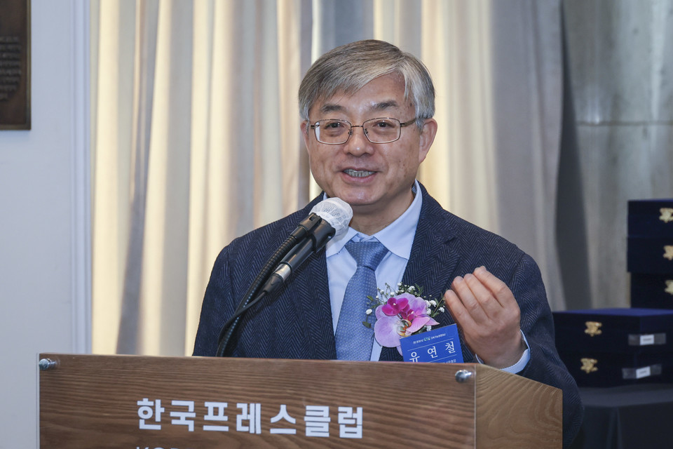 유연철 유엔글로벌콘팩트 한국협회 사무총장이 특별강연을 하고 있다 /사진=이다빈 기자