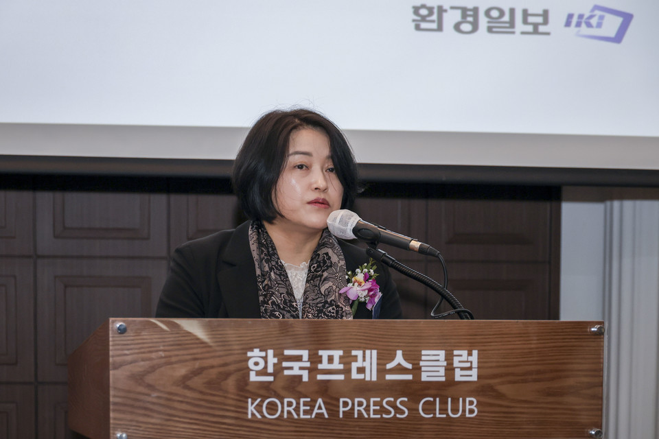 '환경일보 ESG 지속가능경영대상'에서 이미화 환경일보 발행인이 환영사를 하고 있다. /사진=이다빈 기자