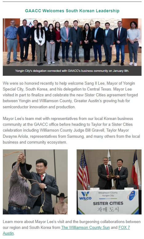 광역오스팀 아시안상공회의소 주간 뉴스레터에 소개된 이상일 용인특례시장 /자료제공=용인시