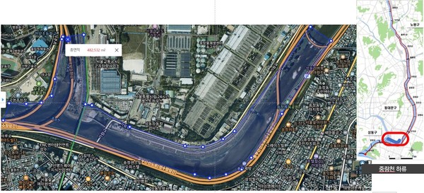 중랑천 하류 생물다양성 증진 민관 협력사업 대상 지역 /사진제공=사회적협동조합 한강
