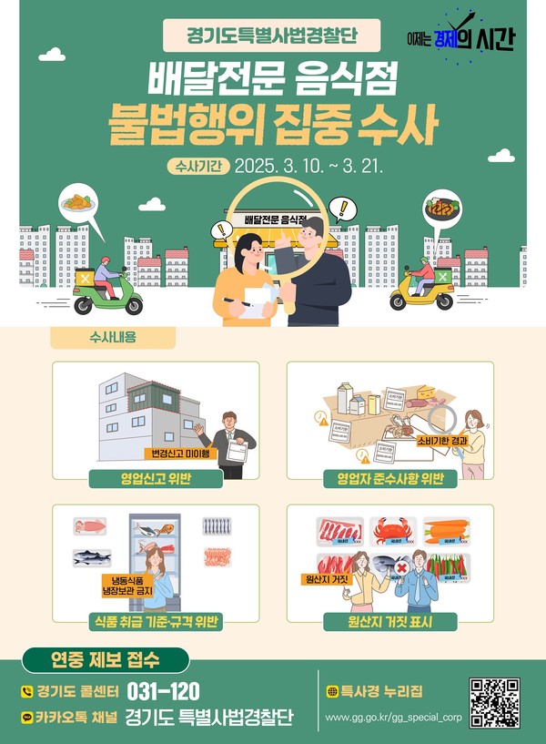 배달음식 전문점 불법행위 집중수사 그래픽자료 /자료제공=경기도 특별사법경찰단