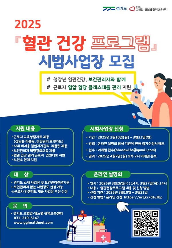 혈관건강 프로그램 시범사업장 모집 포스터 /자료제공=경기도