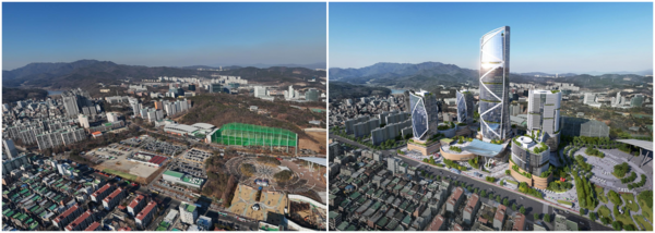 수원 월드컵경기장 유휴지(좌), 수원 우만 테크노밸리(우) /자료제공=경기도