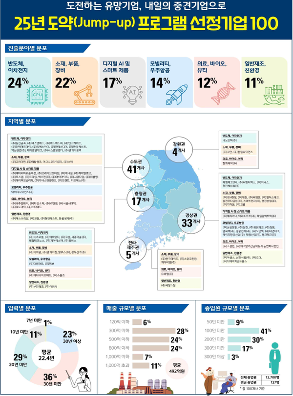 ‘도약(Jump-Up) 프로그램’의 지원기업 100개사 개요 /자료제공 = 중소벤처기업부