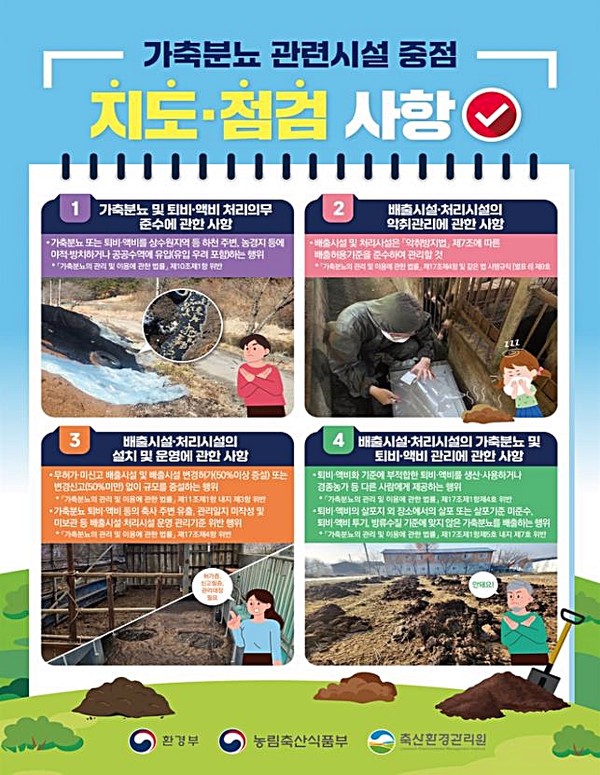 가축분뇨 중점 지도·점검 사항 및 주요 위반 사례 /자료제공=환경부