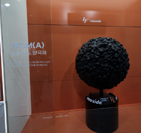 NCM(A) 양극재 입자의 10만배 확대 모형 /사진=류호용 객원기자