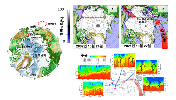 북극 동시베리아해 탐사지역 및 장기예측 수온 시계열 자료 /자료제공=해양수산부