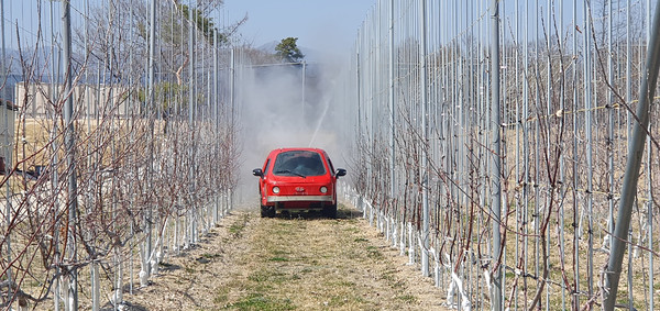 과수화상병 개화기 약제 방제 작업 /사진제공=영주시