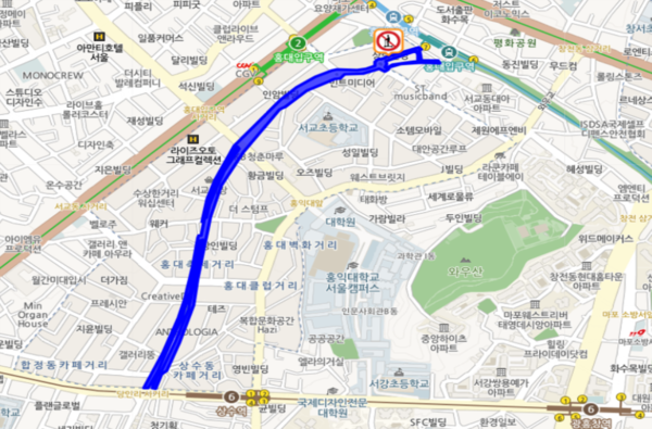 마포구 홍대 레드로드 통행금지 도로 지정 구간 /사진제공=마포구