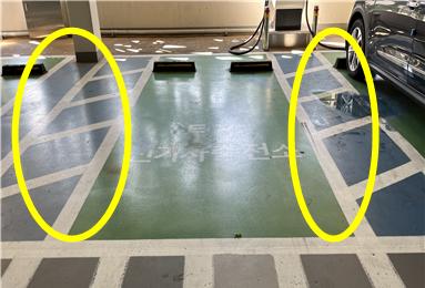 공용주차장 전기차전용구역 주차면 간 이격거리 /사진=한국소비자원