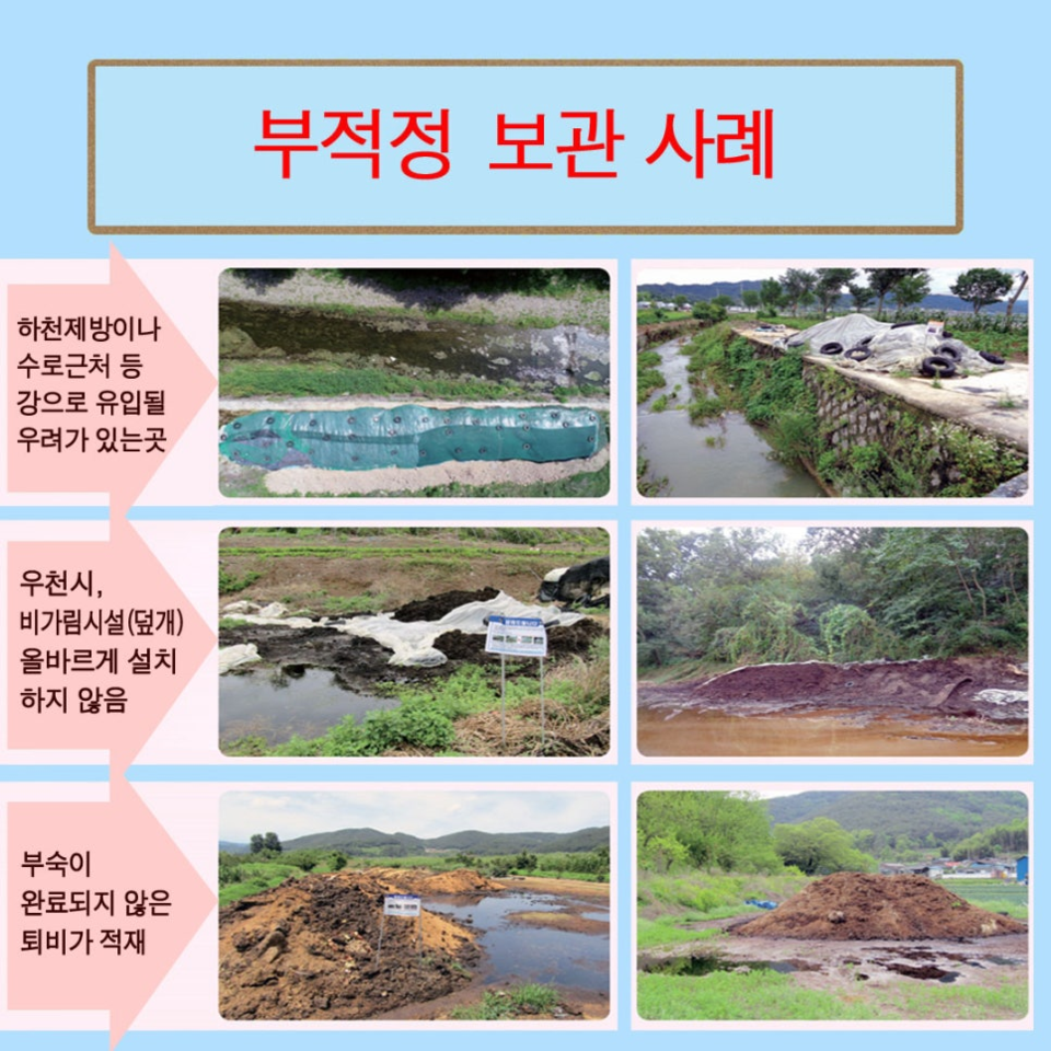 가축분뇨 야적퇴비 방치·부적정 보관 사례 /자료제공=환경부