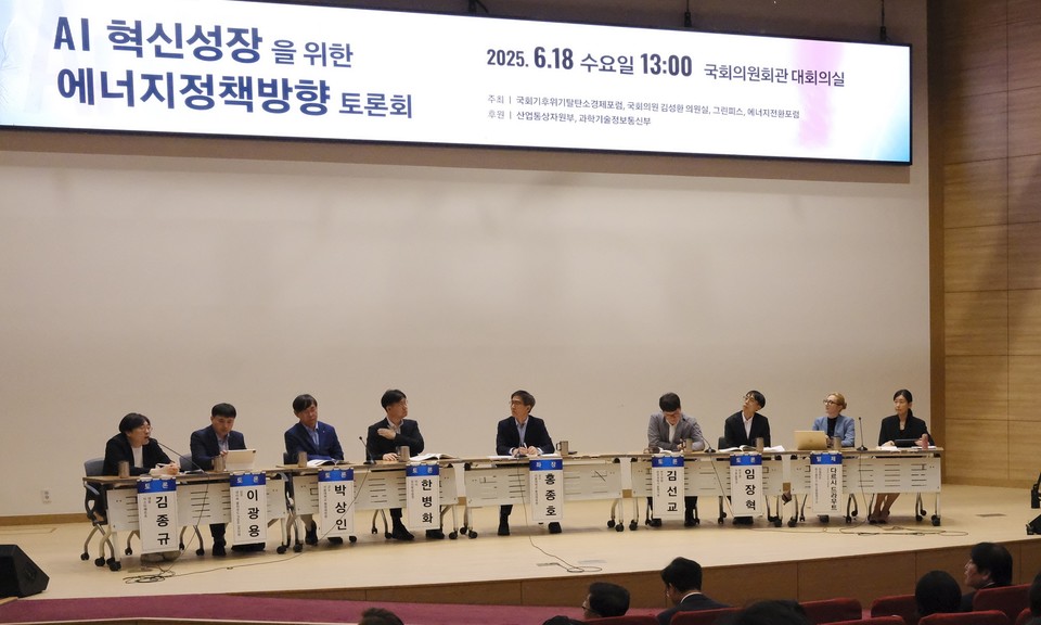 그린피스와 에너지전환포럼은 6월 18일 김성환 의원실, 국회기후위기탈탄소경제포럼과 공동으로 ‘AI 혁신 성장을 위한 에너지 정책 방향’을 주제로 국회 토론회를 개최했다. /사진제공=그린피스