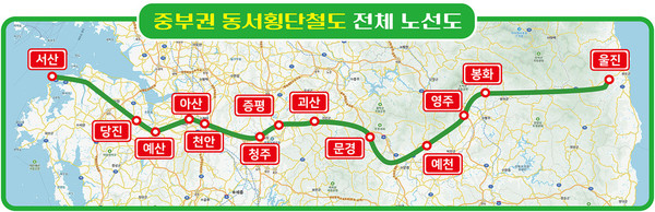 중부권 동서횡단철도 노선도 /사진제공=울진군