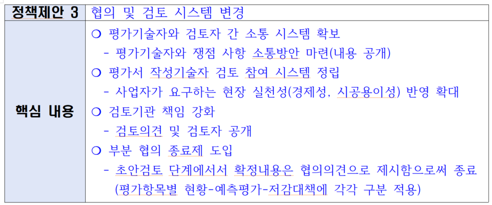 정책 제안3 : 협의 및 검토 시스템 변경